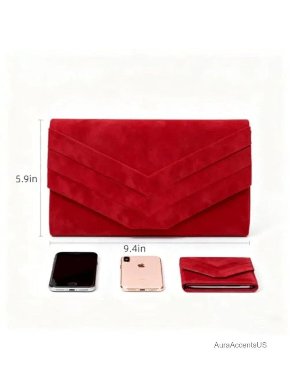 Evening Clutch Purse Velvet Suede Pleated Envelope Wedding Party Bag Women